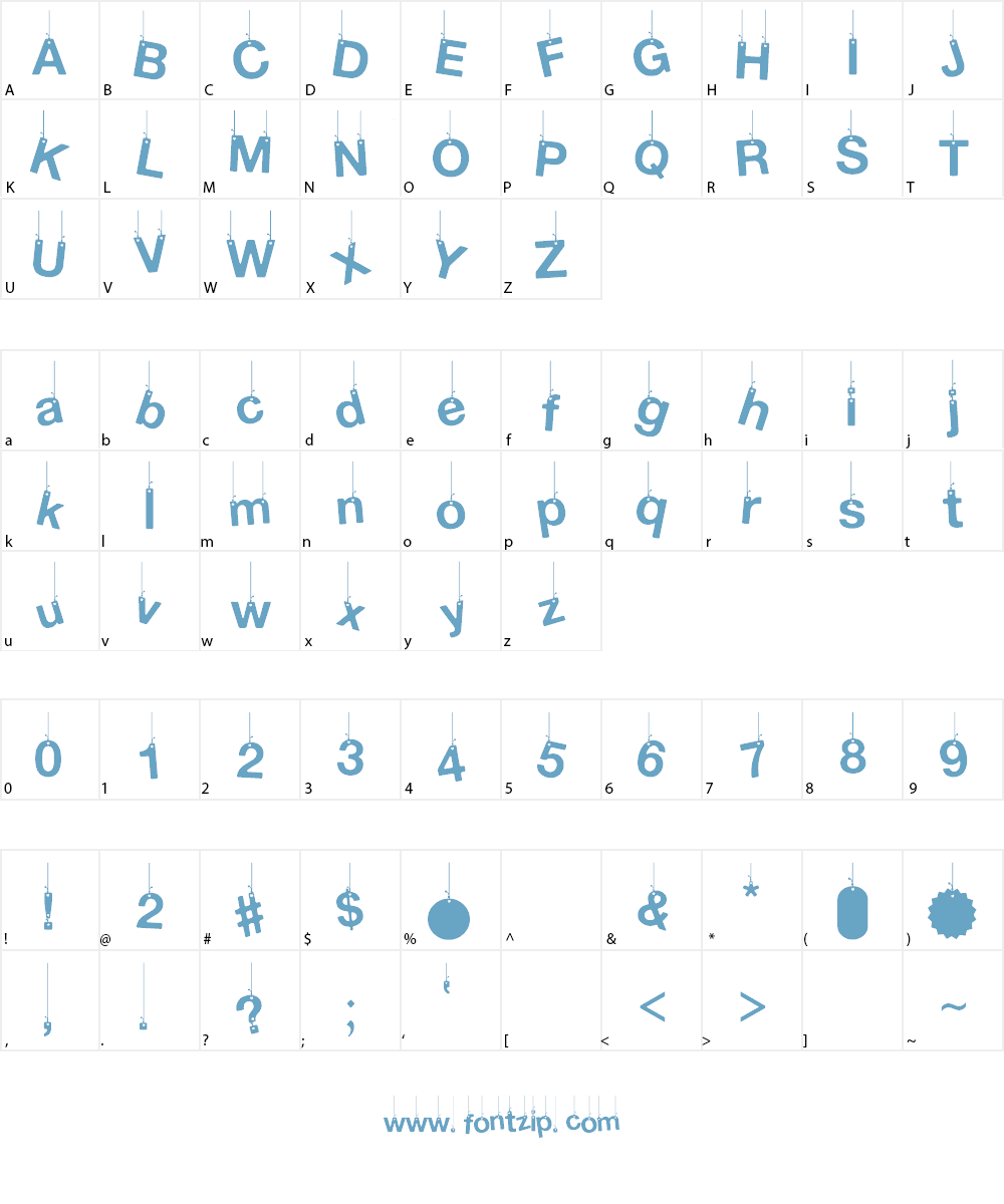 Hanging Letters Font Character